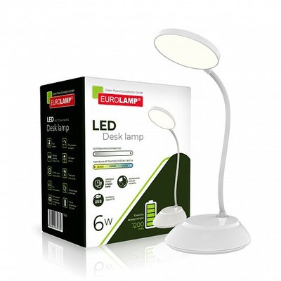 EUROLAMP LED Світильник настільний SMART 6W 2800-6500K dimmable USB+BATTERY білий LED-TLB-6W(white)USB фото