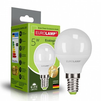 Cвітлодіодна EUROLAMP LED Лампа "Шар" ЕКО G45 5W E14 4000K LED-G45-05144(P) фото