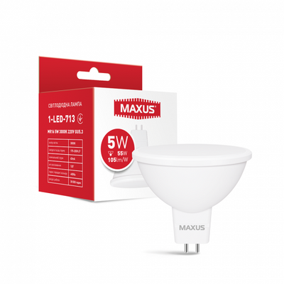 Лампа светодиодная MAXUS 1-LED-712 MR16 5W 4100K 220V GU5.3 1-LED-712 фото