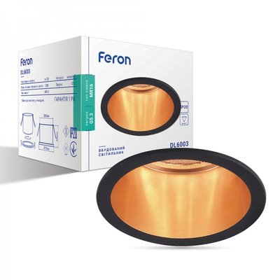 Встраиваемый светильник Feron DL6003 черный-золото 29731 фото