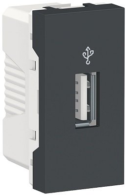 Розетка для передачи данных USB 3.0, 1 модуль, антрацит, Unica NEW NU342954 4073 фото