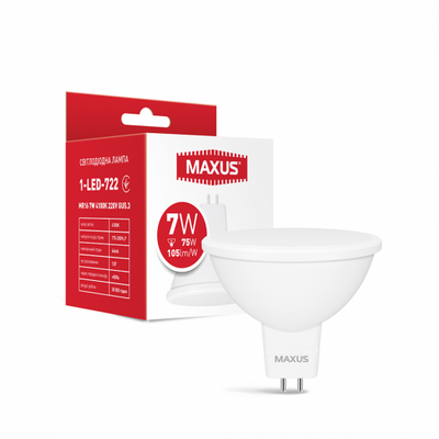 Лампа светодиодная MAXUS 1-LED-722 MR16 7W 4100K 220V GU5.3 1-LED-722 фото