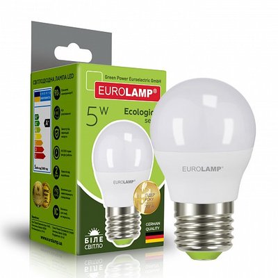 Cвітлодіодна EUROLAMP LED Лампа "Шар" ЕКО G45 5W E27 4000K LED-G45-05274(P) фото