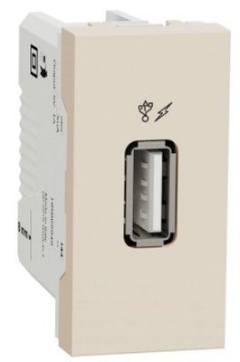 Розетка USB 2.0 зарядная 1.05А, 1 модуль, бежевый, Unica NEW NU342844 4081 фото