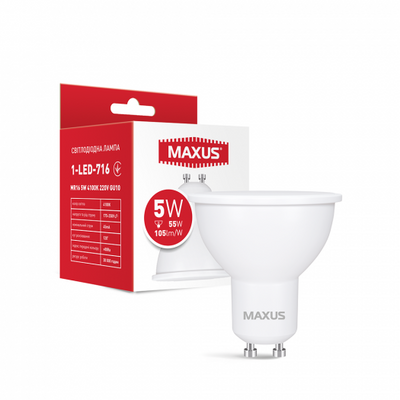 Лампа светодиодная MAXUS 1-LED-716 MR16 5W 4100K 220V GU10 1-LED-716 фото