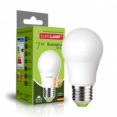Класична світлодіодна EUROLAMP LED Лампа ЕКО А50 7W E27 4000K LED-A50-07274(P) фото
