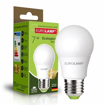 Класична світлодіодна EUROLAMP LED Лампа ЕКО А50 7W E27 3000K LED-A50-07273(P) фото