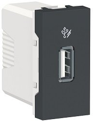 Розетка USB 2.0 зарядная 1.05А, 1 модуль, антрацит, Unica NEW NU342854 4087 фото