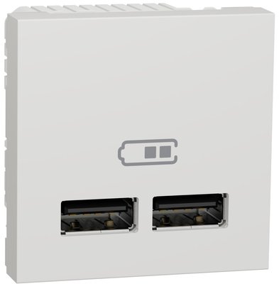 Розетка USB 2.0 зарядная двойная, 2.1А, 2 модуля, белый, Unica NEW NU341818 4089 фото