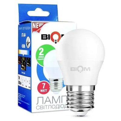 Свiтлодiодна лампа Biom BT-564 G45 7W E27 4500К матова 00-00001418 фото