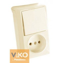 Комбинация розетки и выключателя 1-кл. крем (вертикальная) ViKO Vera 90681286 8150 фото