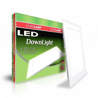Світлодіодний EUROLAMP LED Світильник квадратний DownLight 18W 4000K LED-DLS-18/4 фото