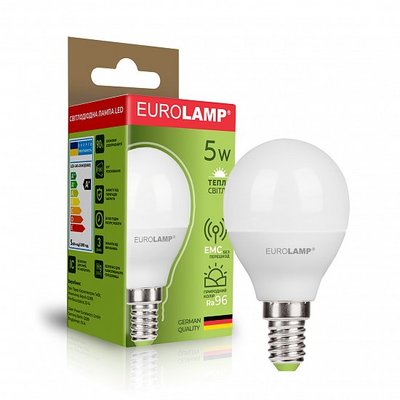 Cвітлодіодна EUROLAMP LED Лампа "Шар" ЕURO G45 5W E14 3000K LED-G45-05143(EURO) фото