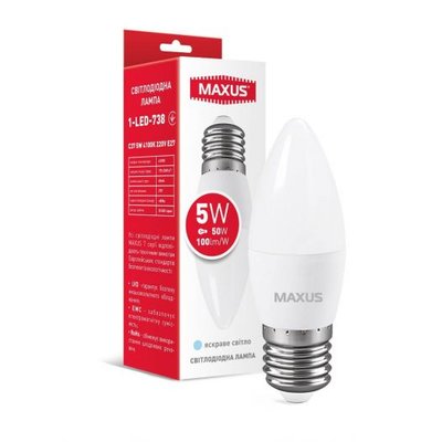 Лампа светодиодная MAXUS C37 5W 4100K 220V E27 1-LED-738 фото