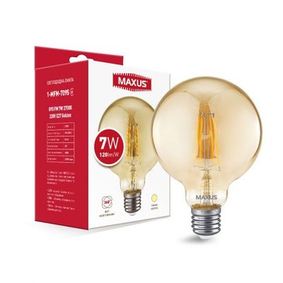 Лампа светодиодная филаментная MAXUS G95 FM 7W 2700K 220V E27 Golden 1-MFM-7095 фото