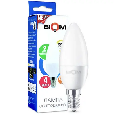 Светодиодная лампа Biom BT-550 C37 4W E14 4500К матовая 00-00001424 фото