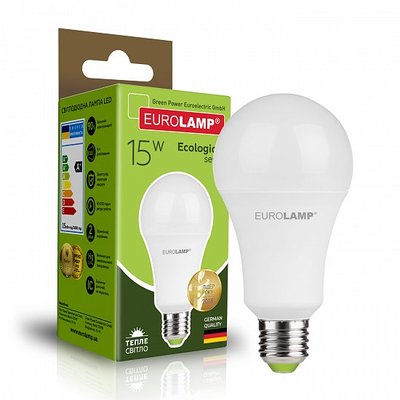 Класична світлодіодна EUROLAMP LED Лампа ЕКО А70 15W E27 3000K LED-A70-15272(P) фото