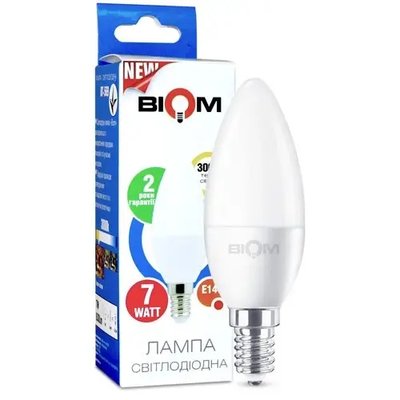 Светодиодная лампа Biom BT-569 C37 7W E14 3000К матовая 00-00001427 фото