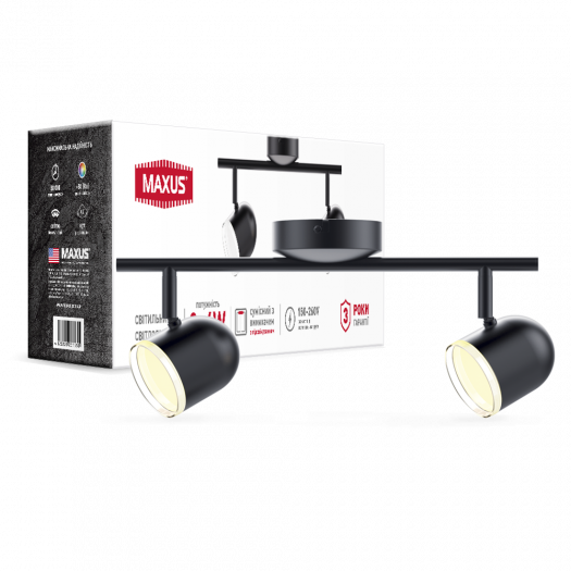 Спот светильник на 2 лампы MAXUS MSL-01C 2x4W 4100K черный 5380 фото