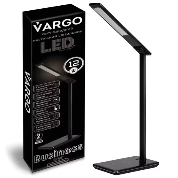 Настольная лампа VARGO 12W черная, Business, Працює від Power Bank! 114892 фото