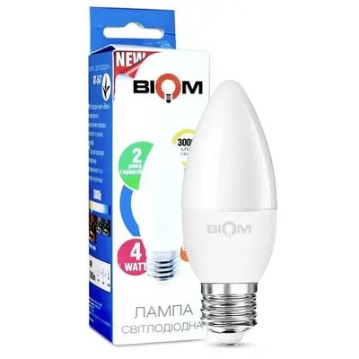 Свiтлодiодна лампа Biom BT-547 C37 4W E27 3000К матова 00-00001421 фото