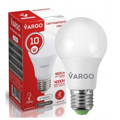 LED лампа VARGO A60 10W E27 4000K 11412 фото