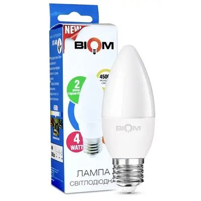 Свiтлодiодна лампа Biom BT-548 C37 4W E27 4500К матова 00-00001422 фото