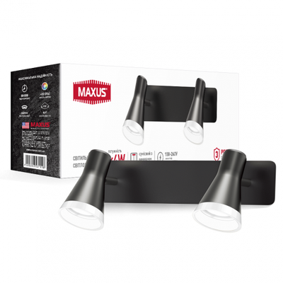 Спот світильник на 2 лампи MAXUS MSL-02W 2x4W 4100K чорний 2-MSL-20841-WB фото