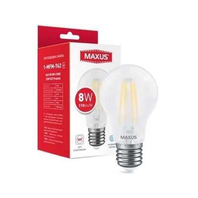 Лампа светодиодная филаментная MAXUS A60 FM 8W 4100K 220V E27 Frosted 1-MFM-762 фото