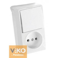 Комбинация розетки и выключателя 1-кл. белая (вертикальная) ViKO Vera 90681086 8119 фото