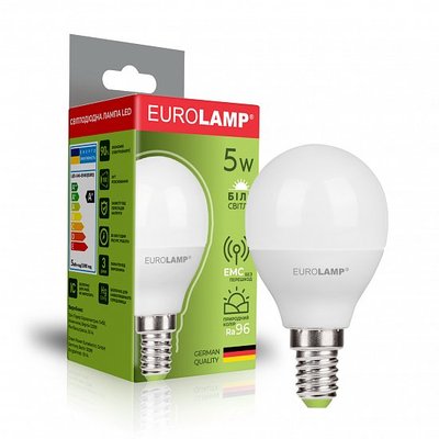 Cвітлодіодна EUROLAMP LED Лампа "Шар" ЕURO G45 5W E14 4000K LED-G45-05144(EURO) фото