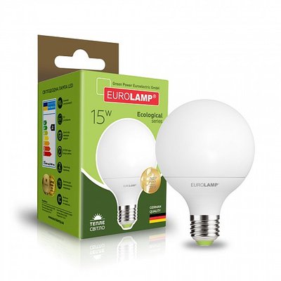 Світлодіодна EUROLAMP LED Лампа "Шар" ЕКО G95 15W E27 3000K LED-G95-15272(P) фото