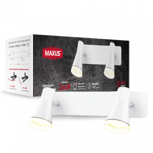 Світовий світильник 2 лампи MAXUS MSL-02W 2x4W 4100K білий 2-MSL-20841-WW фото