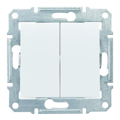 Двухклавишный выключатель 10А-250В, Белый, Sedna SDN0300121 3437 фото