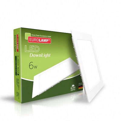 Світлодіодний EUROLAMP LED Світильник квадратний DownLight 6W 4000K  LED-DLS-6/4 фото