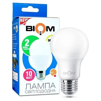 Світлодіодна лампа Biom BT-509 A60 10W E27 3000К матова 00-00001429 фото