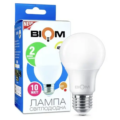 Светодиодная лампа Biom BT-510 A60 10W E27 4500К матовая 00-00001430 фото