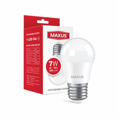 Лампа светодиодная MAXUS 1-LED-746 G45 7W 4100K 220V E27 1-LED-746 фото