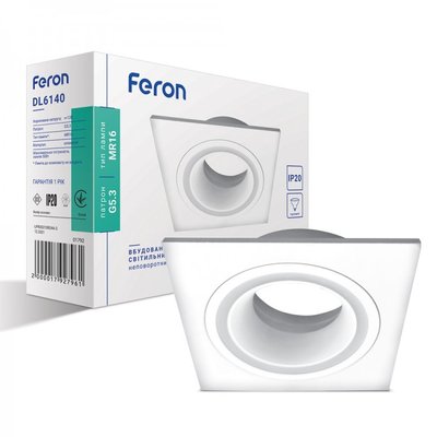Вбудований неповоротний світильник Feron DL6140 білий 01792 фото