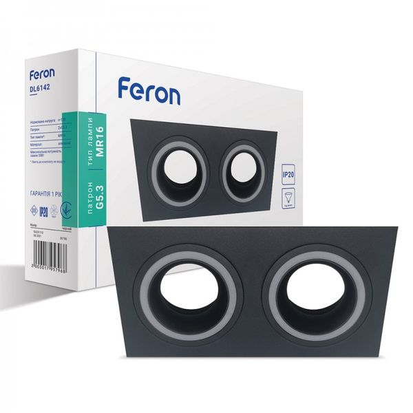 Встраиваемый неповоротный светильник Feron DL6142 черный 01795 фото