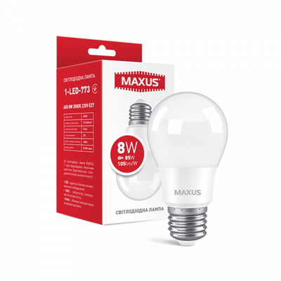Лампа светодиодная MAXUS 1-LED-773 A55 8W 3000K 220V E27 1-LED-773 фото
