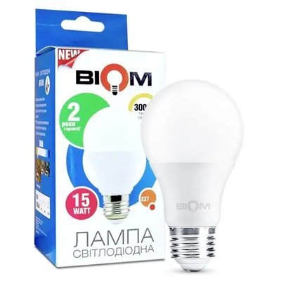 Свiтлодiодна лампа Biom BT-515 A60 15W E27 3000К матова 00-00001433 фото