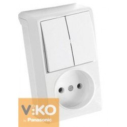 Комбинация розетки и выключателя 2-кл. белая (вертикальная) ViKO Vera 90681089 8121 фото