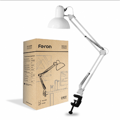 Настільний світильник Feron DE1430 на струбціні під лампу Е27 24232 фото