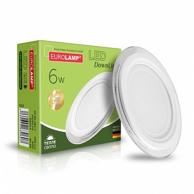 Світлодіодний EUROLAMP LED Світильник круглий DownLight 6W 3000K (скло) LED-DLR-6/3(glass) фото