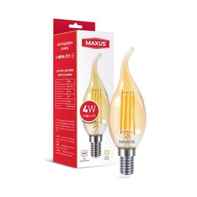 Лампа светодиодная филаментная MAXUS C37 FM-T 4W 2700K 220V E14 Golden 1-MFM-731 фото