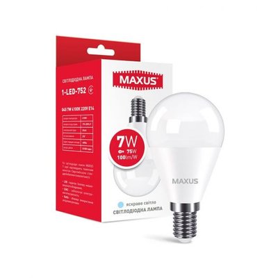 Лампа светодиодная MAXUS G45 7W 4100K 220V E14 1-LED-752 фото