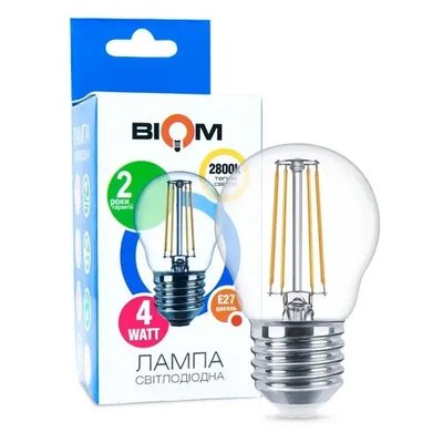 Свiтлодiодна лампа Biom FL-301 G45 4W E27 2800K 00-00001242 фото