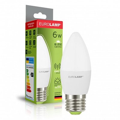 Світлодіодна EUROLAMP LED Лампа "Свічка" ЕURO 6W E27 4000K LED-CL-06274(EURO) фото