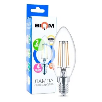 Светодиодная лампа Biom FL-305 C37 4W E14 2800K 00-00001246 фото